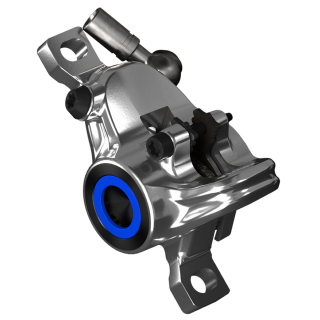 Magura Caliper MT8/MT6 and MT TRAIL SL/CARBON rear wheel, 2 piston, chrome polished, cover blue, rotatable tube connection, incl. brake pads (PU = 1 piece)